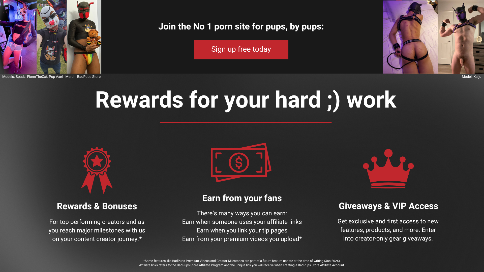 Sign up to BadPups as a creator